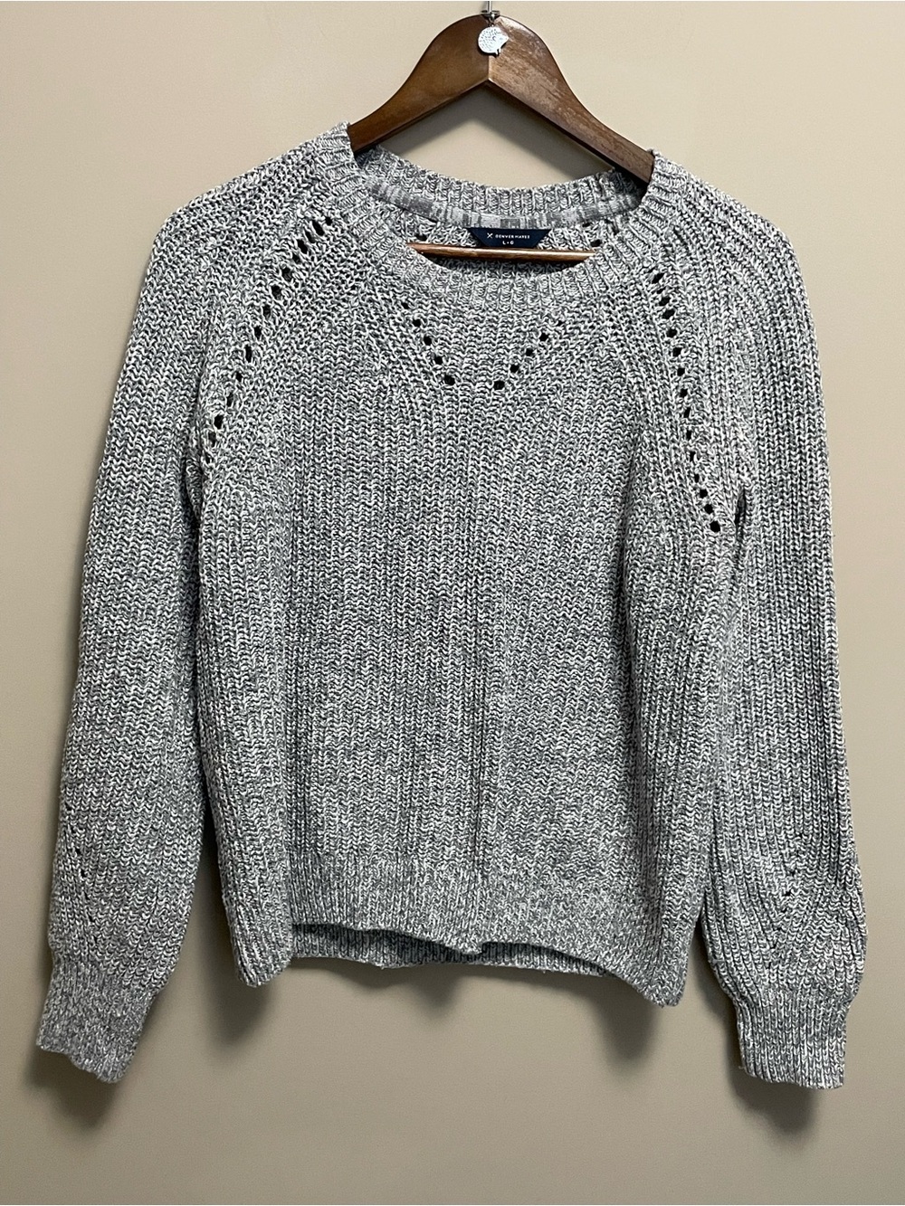 Denver Hayes Gray Marled Crewneck Sweater Women’s Large